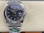AR Factory Rolex Daydate 40*12.2mm 3255 Movement Black Face Index Markers SS Band Watch